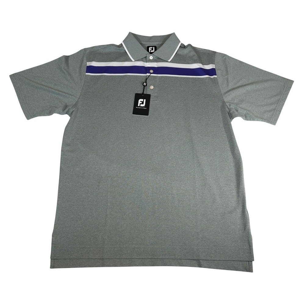 FootJoy Mens ProDry Performance Golf Polo Shirt Gray Purple Stripe Size Large